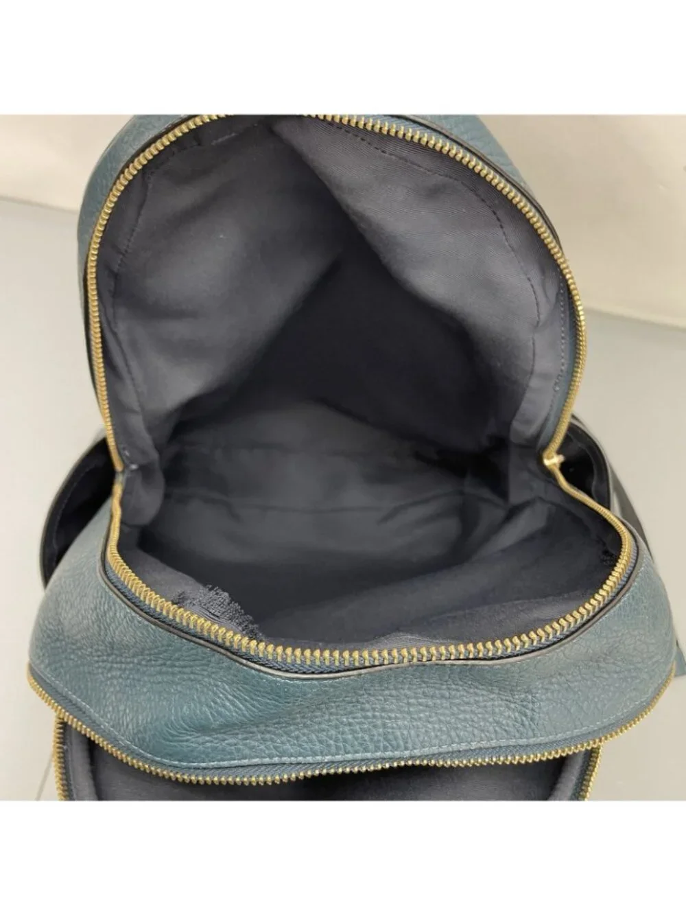 Coach Court Backpack Bag Pebbled Leather Zip 5666 Teal Green